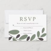 Sylized Olive Zweig Mittelmeercharme Hochzeit RSVP Karte (Vorderseite)