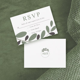 Sylized Olive Zweig Mittelmeercharme Hochzeit RSVP Karte
