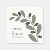 Sylized Olive Zweig Mittelmeercharme Hochzeit Serviette (Vorderseite)