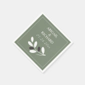 Sylized Olive Zweig Mittelmeergrüne Hochzeit Serviette (Ecke)