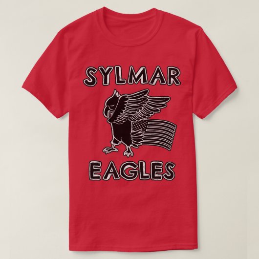 Sylmar Eagles School Maskottchen amerikanische Fla T-Shirt (Design vorne)