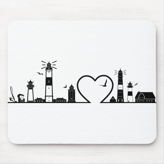 SYLT Nordsee Insel Skyline Silhouette Mousepad (Vorne)