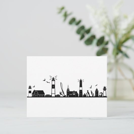 SYLT Nordsee Insel Skyline Silhouette Postkarte (Stehend Vorderseite)
