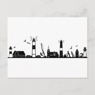 SYLT Nordsee Insel Skyline Silhouette Postkarte