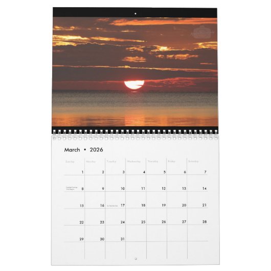Sylvan Beach Sunsets Calendar Kalender (Mär 2026)