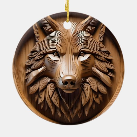 Sylvan Sentinel: Der Majestic Wood Wolf druckt Keramik Ornament (Hinten)