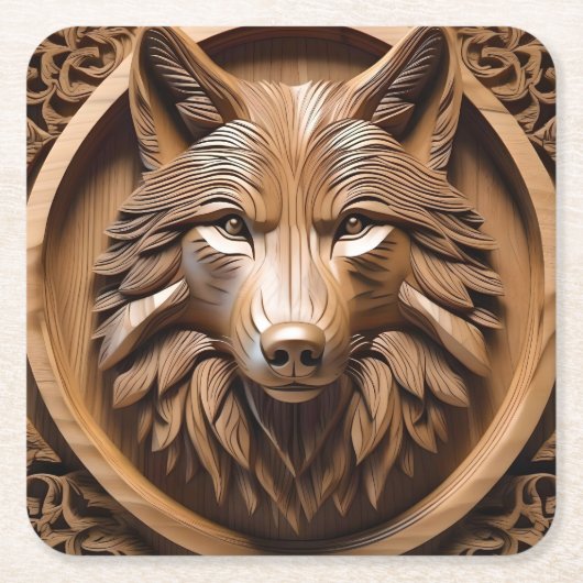 Sylvan Sentinel: The Majestic Wood Wolf Print, Rechteckiger Pappuntersetzer (Vorderseite)