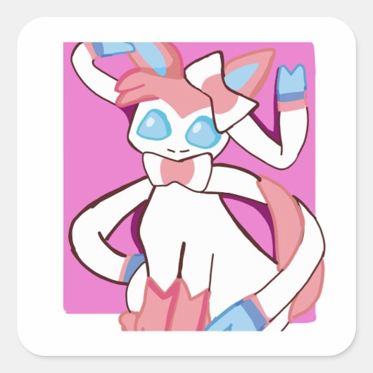 Sylveon (pokemon) quadratischer aufkleber (Vorderseite)
