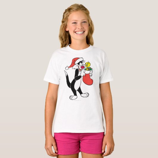 Sylvester Cat mit Strumpf T-Shirt (Vorne ganz)