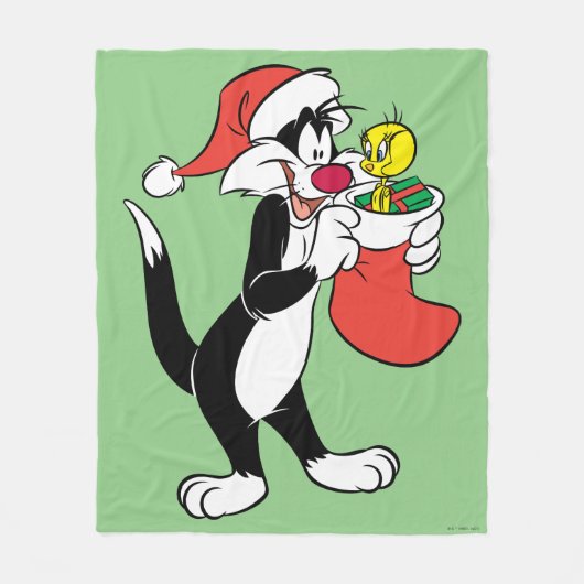 Sylvester Cat with Stocking Fleecedecke (Vorderseite)