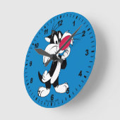 Sylvester Jr. | Klassische Pose Runde Wanduhr (Winkel)