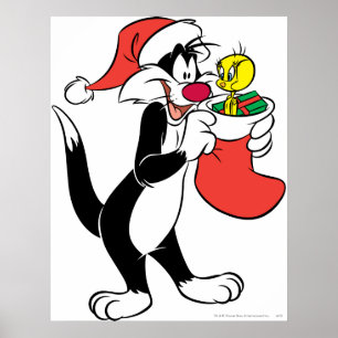 Sylvester Katze mit Strumpf Poster