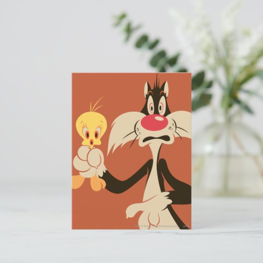 SYLVESTER™ mit TWEETY™ Postkarte (Stehend Vorderseite)