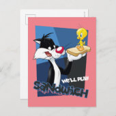 SYLVESTER™ & TWEETY™ "We'll Play Sandwich" Postkarte (Vorne/Hinten)