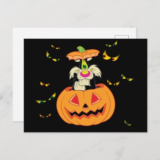 SYLVESTER™ Verstecken in einem Jack-o-Lantern Einladungspostkarte (Vorne/Hinten)