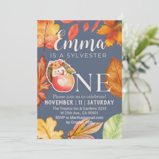 Sylvester Wasserfall Igel Einladung (Stehend Vorderseite)