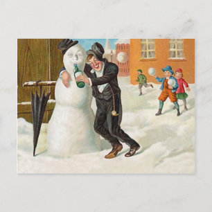 Sylvesterparty betrunken, lustig vintage Feiertag Postkarte