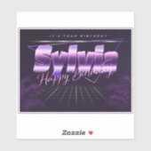 Sylvia Name Vorname lila retro Sticker Geburtstag (Blatt)