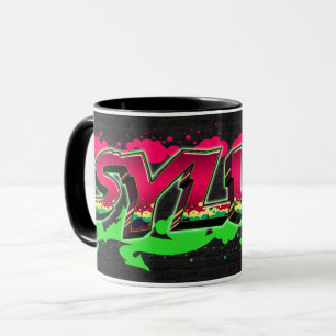 Sylvia Vorname Name Graffiti red green Tasse