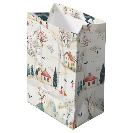 Sylvoria - Naives Landschaftsmuster (6/8) Mittlere Geschenktüte (Vorderseite Schrägansicht)