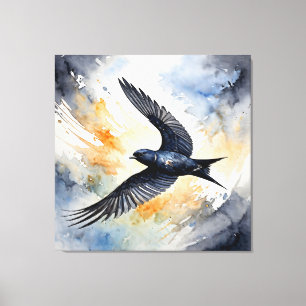 Symbiotic Sky Dancer: Graceful Swift Bird Leinwanddruck