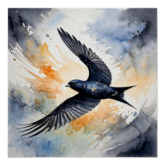 Symbiotic Sky Dancer: Graceful Swift BIrd Poster (Vorderseite)