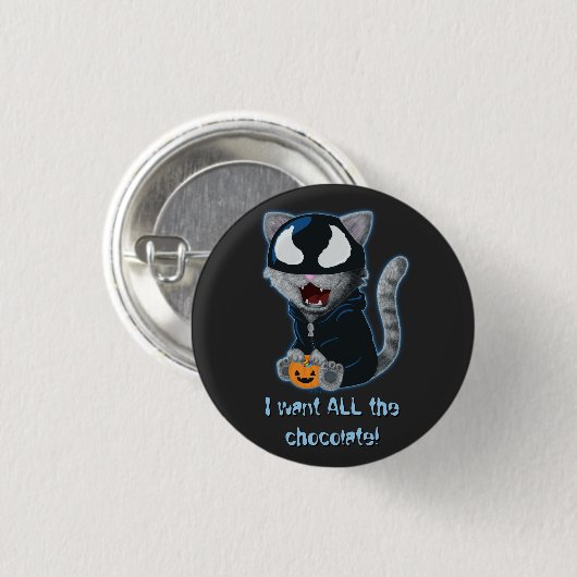 Symbioticat Alien Cat Halloween Kostüm Button (Vorne & Hinten)