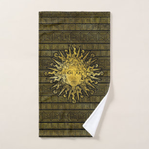 Symbol Apollo Sun auf griechischem Schlüsselmuste Badhandtuch Set