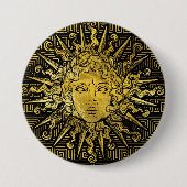 Symbol Apollo Sun auf griechischem Schlüsselmuster Button (Vorderseite)