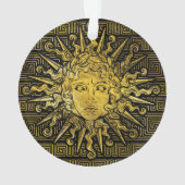 Symbol Apollo Sun auf griechischem Schlüsselmuster Ornament (Rückseite)