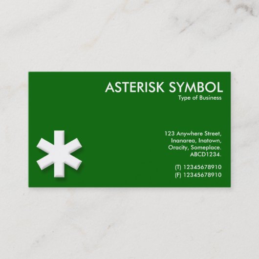 Symbol Asterisk - Grün (006600) Visitenkarte (Vorderseite)