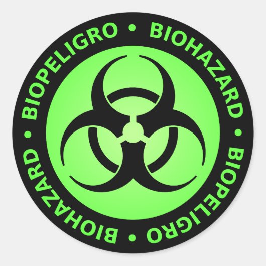 Symbol-Aufkleber für die Biogefährdung grün und sc Runder Aufkleber (Vorderseite)