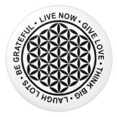 Symbol Blume des Lebens - Lebensregeln 1 Keramikknauf (Vorderseite)