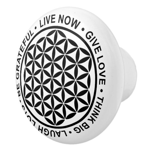 Symbol Blume des Lebens - Lebensregeln 1 Keramikknauf (Rechts)