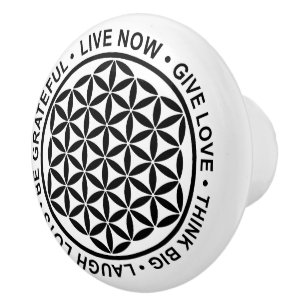 Symbol Blüte des Lebens - Regeln des Lebens 1 Keramikknauf