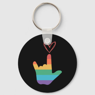 Symbol Deaf der Rainbow-Liebe Schlüsselanhänger