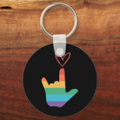 Symbol Deaf der Rainbow-Liebe Schlüsselanhänger (Vorderseite)