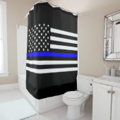 Symbol-Dekoration für Amerika Thin Blue Line Duschvorhang (Beispiel)
