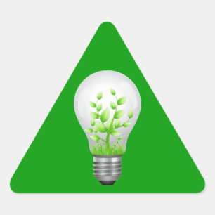 Symbol der grünen Glühbirne Dreieckiger Aufkleber