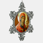 Symbol der Heiligen Maria mit dem Herrn Jesus Schneeflocken Zinn-Ornament (Links)