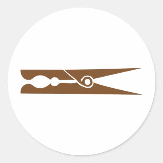 Symbol der hölzernen Wäschespinne Runder Aufkleber