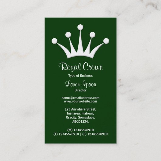 Symbol der Krone - Dunkelgrün 003300 (Gold) Visitenkarte (Vorderseite)