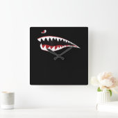 Symbol der "Shark Mouth Art" - Geschenk für den Ob Quadratische Wanduhr (Zuhause)