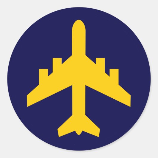 Symbol des Flugzeugs im Kreis Runder Aufkleber (Vorderseite)