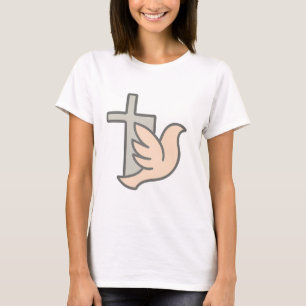 Symbol des Friedens für Kreuz und Taube T-Shirt