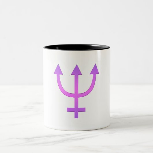 Symbol des Neptun-Planeten Astrologie Zodiac Pisce Zweifarbige Tasse (Mittel)
