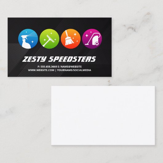 Symbol des Reinigungstools | Zuhause-Services Visitenkarte (Vorne/Hinten)