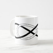 Symbol-doppelte Unendlichkeit - Schwarzes u. Weiß Kaffeetasse (Vorderseite Links)