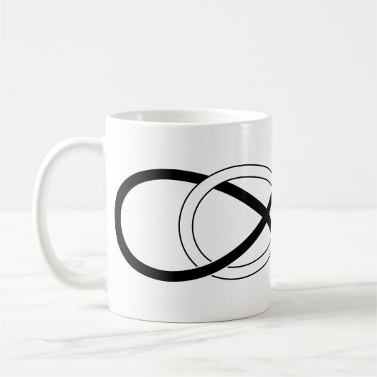 Symbol-doppelte Unendlichkeit - Schwarzes u. Weiß Kaffeetasse (Links)