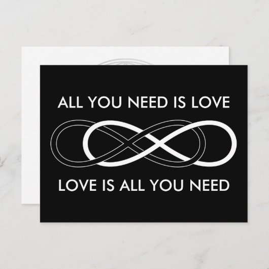 Symbol-doppelte Unendlichkeit - Schwarzes u. Weiß Postkarte (Vorne/Hinten)